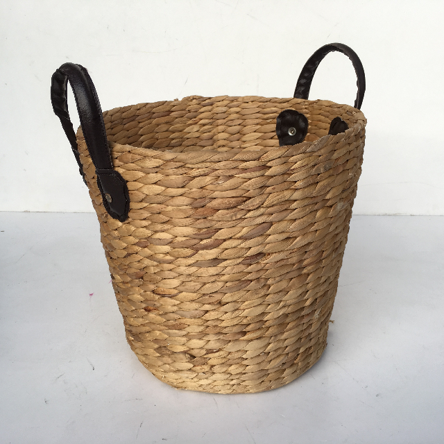 BASKET, Small w Leather Handles 20-30cm